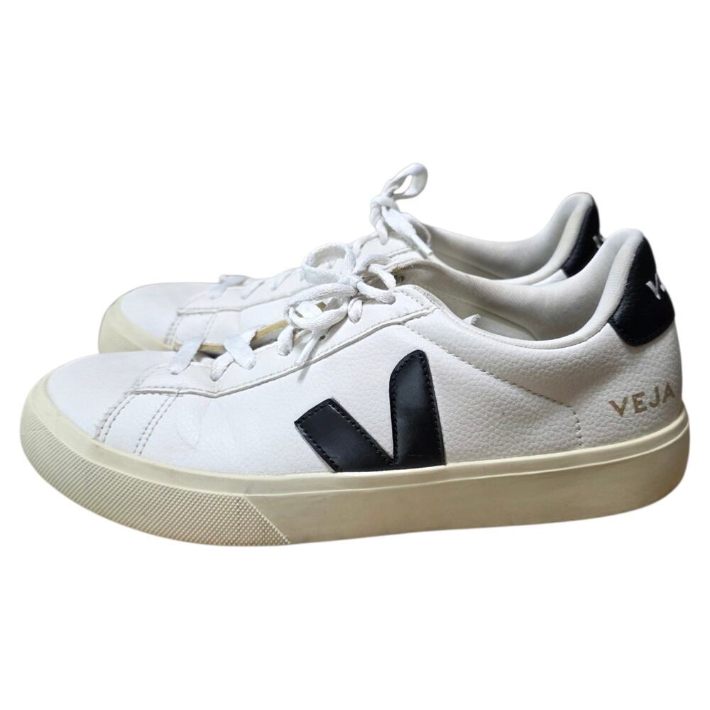 VEJA Campo Sneakers EU 42 US 9 White Black Leather Low Top Lace Up Shoes